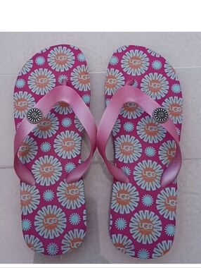 UGG Pink Floral Sunburst Flip Flops